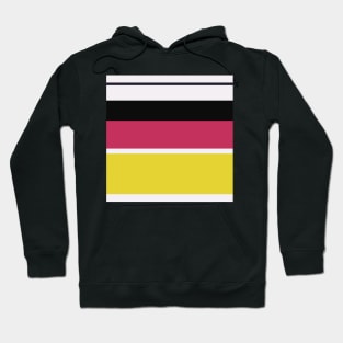 A magnificent harmonization of Anti-Flash White, Dark, Smoky Black, Dark Pink and Piss Yellow stripes. Hoodie